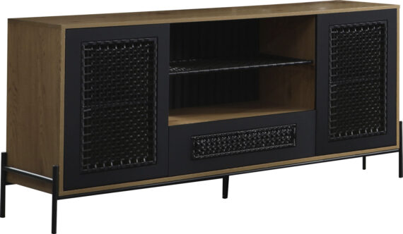 SalesFever Sideboard, Kommode mit mattschwarzem Einsatz aus Polyrattan