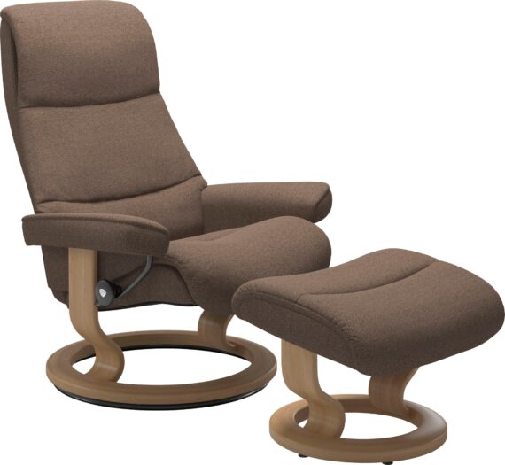 Stressless Relaxsessel "View", (Set, Relaxsessel mit Hocker), mit Classic Base, Größe L,Gestell Eiche