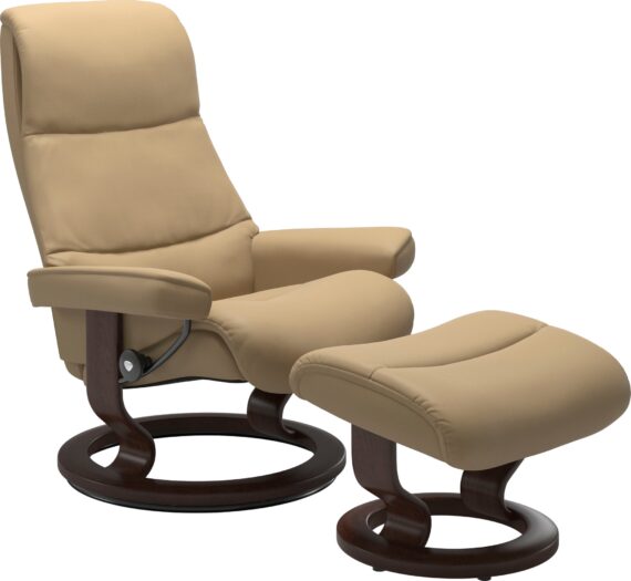 Stressless Relaxsessel "View", (Set, Relaxsessel mit Hocker), mit Classic Base, Größe S,Gestell Braun