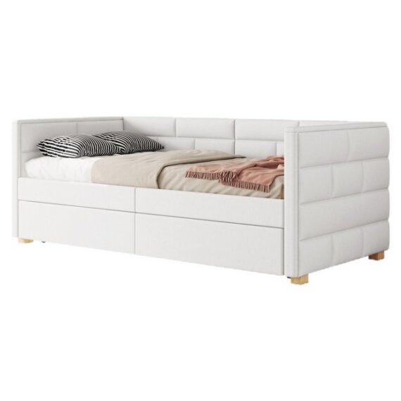 TavilaEcon Daybett Polsterbett Kinderbett Jugendbett Schlafsofa mit ausziehbarem Bett, 90x200cm+90x190cm