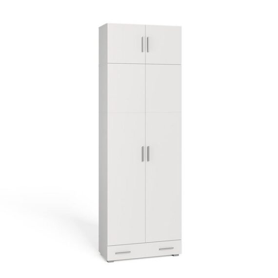 Vicco Aktenschrank Ingo, Weiß, 80 x 240 cm mit Schrankaufsatz und Schublade