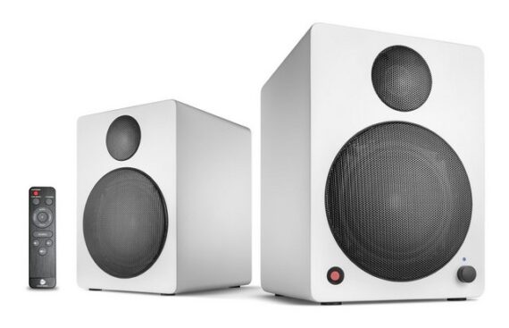 Wavemaster CUBE Regal-Lautsprecher 2.0 (Bluetooth, 50 W, IR-Fernbedienung, Auto Switch, Subwoofer-Ausgang)