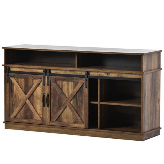 YNOFIT Seitenschrank Sideboard, TV-Ständer, Schrank, 2 Schiebetüren, 148*40*78 cm