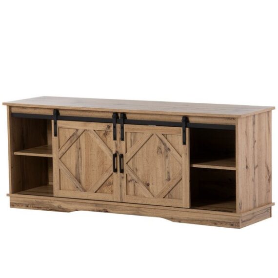 YNOFIT TV-Schrank Landhaus-TV-Schrank, Sideboard mit 2 Schiebetüren, 150x40x60 cm