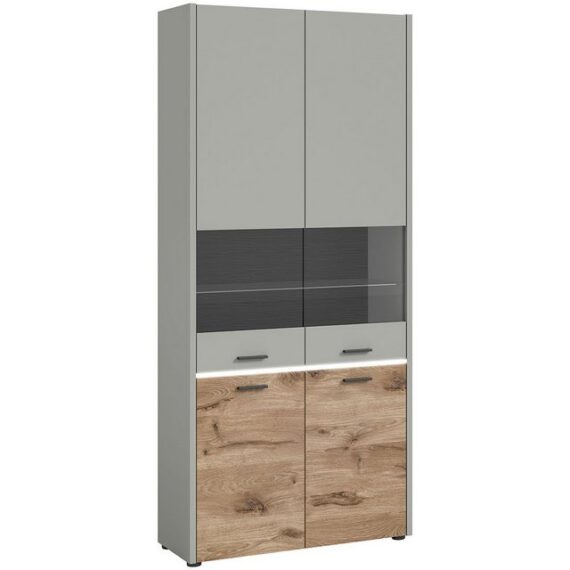 ebuy24 Vitrine Celino Vitrinenschrank 4 Türen inkl. LED Beleuchtu