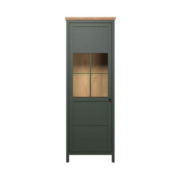 ebuy24 Vitrine Stanton Vitrinenschrank grün, Eiche dekor.