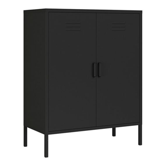 en.casa Aktenschrank "Pyhäranta" mit 2 Türen Metall 102x80x40 cm Schwarz