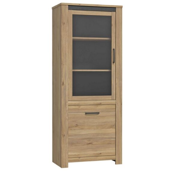 expendio Vitrine Cayden 1 Mauvella Oak Nb. / Cabezone Oak Nb. 77x192x42 cm