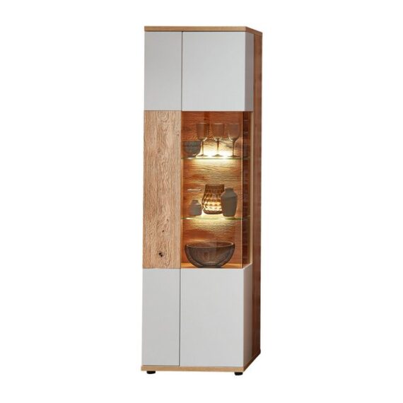 expendio Vitrine Valente 1 lichtgrau matt / Old Artisan Oak 60x202x38 cm