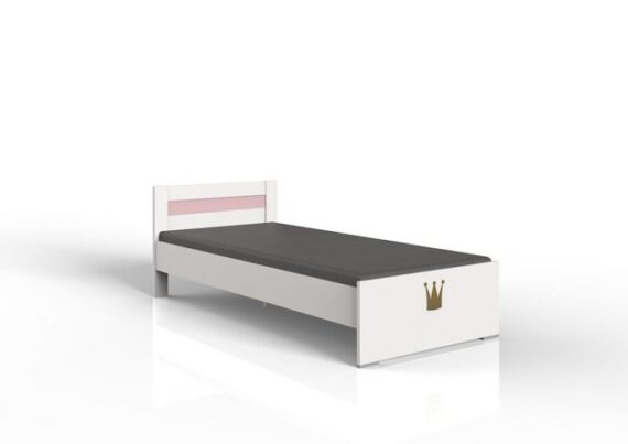 freiraum Bett Cindy2 (BxHxT: 96x72x204 cm), in WEISS + ABSETZUNGEN ROSE