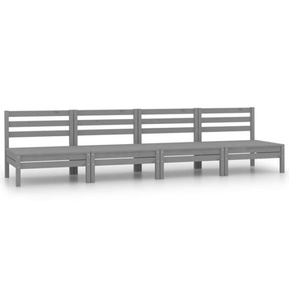 furnicato Sofa Garten-Mittelsofas 4 Stk. Grau Massivholz Kiefer, 1 Teile