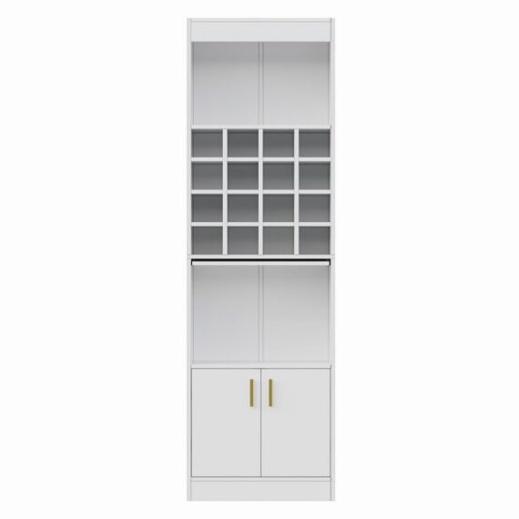 HAUSS SPLOE Vitrine 180 cm hoch Eckschrank für Weinliebhaber, 16 Weinfächer, Weiß (180cm hoch, 1-St., 16 Weinfächer, 3 Einlegeböden, 2 Türen) für Weinliebhaber