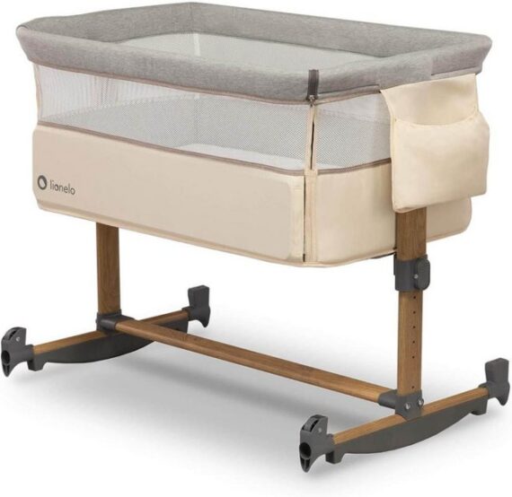 lionelo Kinderbett Leonie Beige Baby 3in1 Beistellbett Matratze Schaukelfunktion, 5-stufige Höhenverstellung