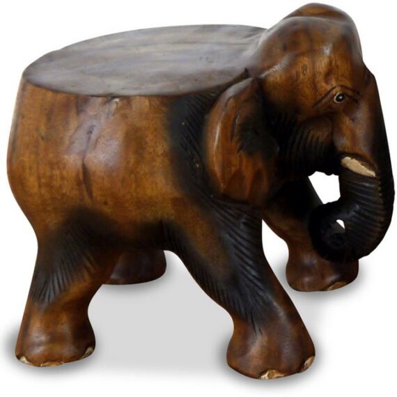 livasia Dekofigur Holzelefant mit Ablage, Hocker, Podest, Beistelltisch (20cm/30cm Höhe)