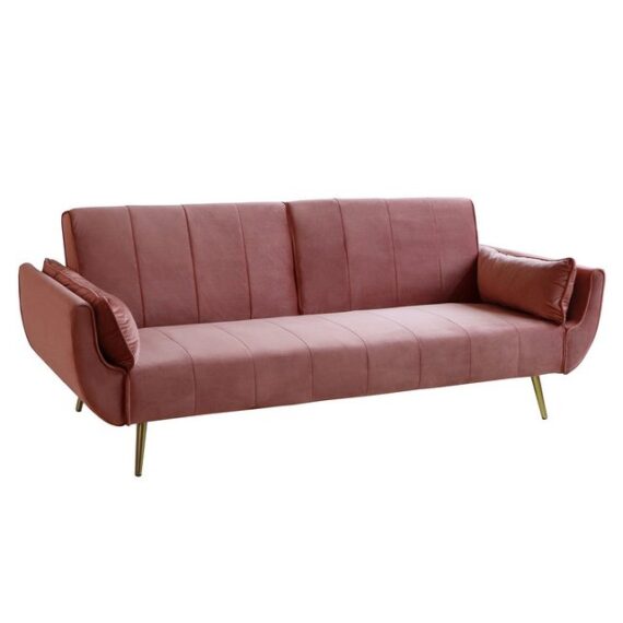 riess-ambiente Schlafsofa DIVANI 220cm altrosa / gold, Einzelartikel 1 Teile, Wohnzimmer · Samt · 3-Sitzer · Couch mit Bettfunktion · Retro Design