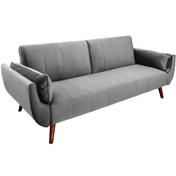 riess-ambiente Schlafsofa DIVANI 220cm silbergrau / braun, Einzelartikel 1 Teile, Wohnzimmer · Samt · 3-Sitzer · Couch mit Bettfunktion · Retro Design