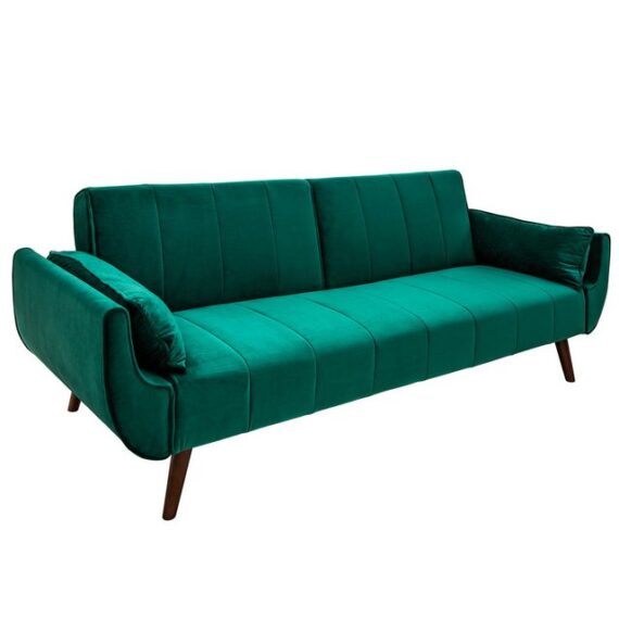 riess-ambiente Schlafsofa DIVANI 220cm smaragdgrün / braun, Einzelartikel 1 Teile, Wohnzimmer · Samt · 3-Sitzer · Couch mit Bettfunktion · Retro Design