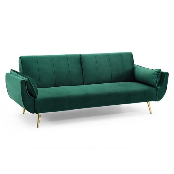 riess-ambiente Schlafsofa DIVANI 220cm smaragdgrün / gold, Einzelartikel 1 Teile, Wohnzimmer · Samt · 3-Sitzer · Couch mit Bettfunktion · Retro Design