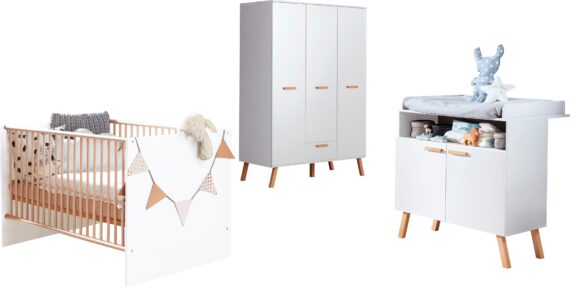 trendteam Babymöbel-Set "Mats", (Set, 3 tlg., Bett, Wickelkommode, Schrank)