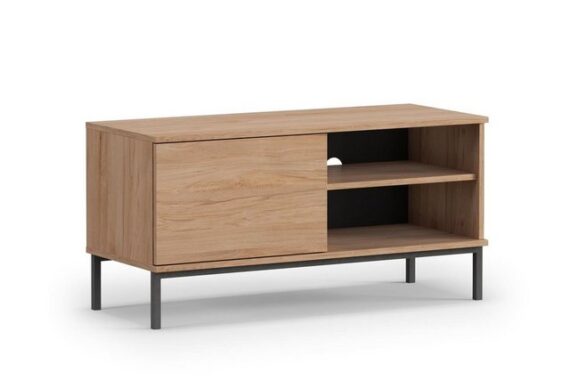 Beautysofa TV-Schrank Querty (modernes Sideboard für Wohnzimmer,mit Einlegeböden, weiße / schwarze / hikora) inklusive 1x Tür mit Push-to-Open-Methode