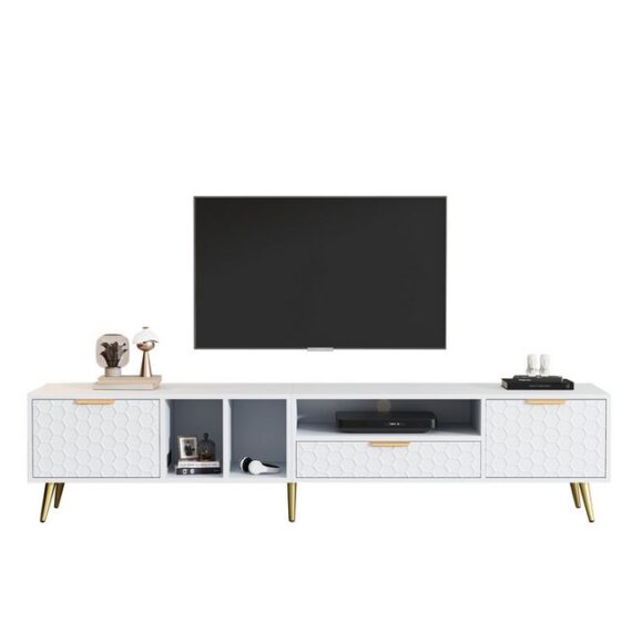 BlingBin TV-Schrank Lowboards, TV-Board TV-Ständer mit mattem Wabenmuster (1er Set, 1-St., TV-Ständer 180*40*41 cm (weiß) mit mehreren Aufbewahrungsfunktionen für Fernseher bis zu 80 Zoll