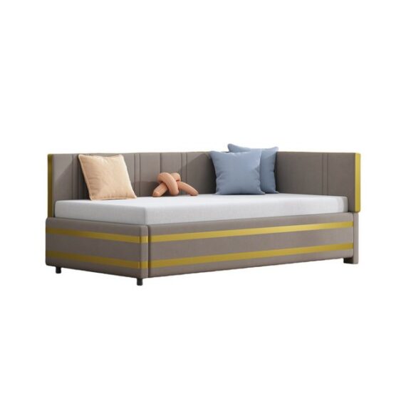 HAUSS SPLOE Schlafsofa 90x200cm Sofabett Multifunktionsbett mit Lattenrost Samtstoff Grau, Polsterbett,Multifunktionsbett mit Lattenrost, ohne Matratze