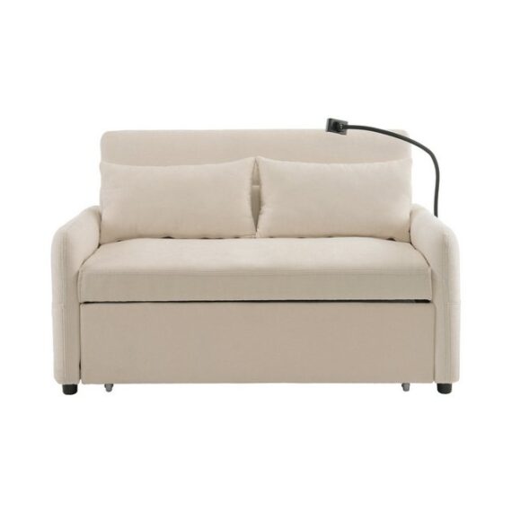 HAUSS SPLOE Sofa Schlafsofa mit verstellbare Rückenlehne, USB-Ladeanschluss, Rädern, Ideal für Wohnzimmer, Schlafzimmer und Heimkino, Ideal für Wohnzimmer, Schlafzimmer und Heimkino