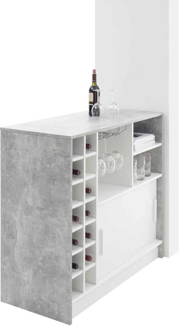 HBZ Bartisch "Planter", Beton Dekor, Tisch mit Flaschenregal