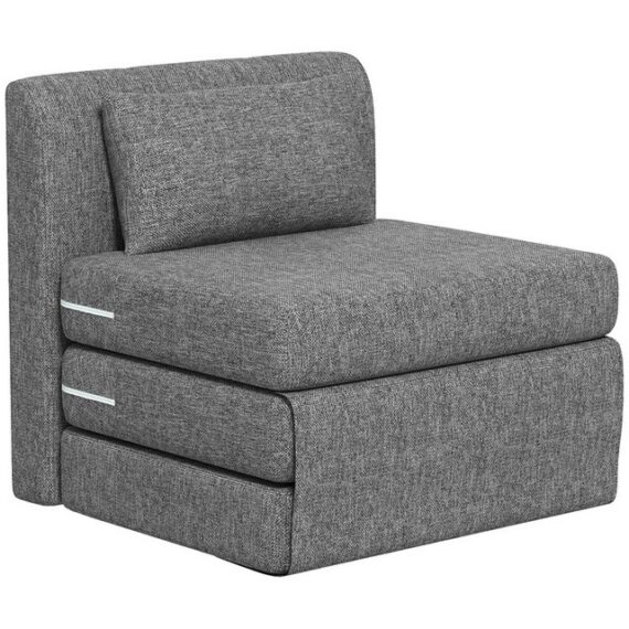 HOMCOM Sitzkissen 2-in-1 Klappbar Schlafsofa mit Leinenoptik, für Wohnzimmer, Schlafzimmer, Grau