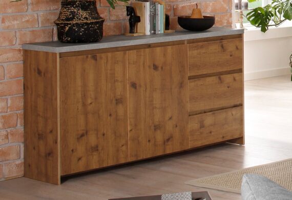 Home affaire Sideboard "Maribo", Kommode im modernen Landhaus-Stil, mit Betontopplatte, Breite 150 cm