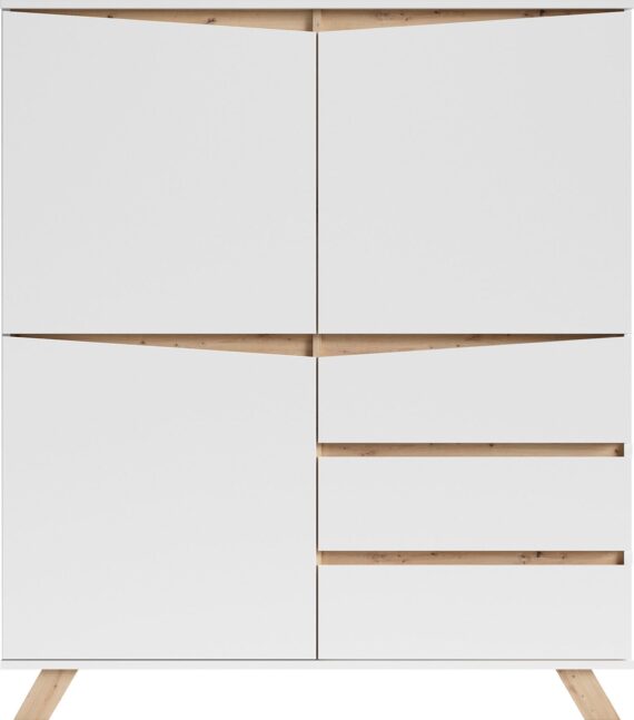 INOSIGN Highboard "Valentin", 3 Schubkästen und 3 Türen, Breite 120cm in modernem Scandi - Design