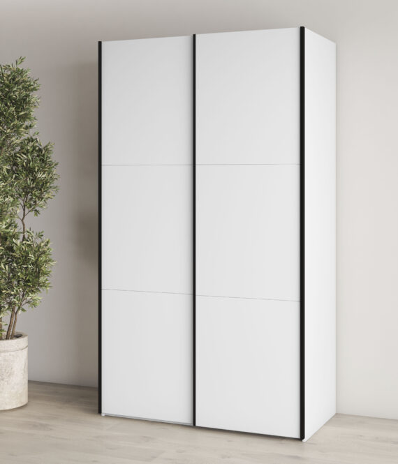 INOSIGN Kleiderschrank "Eastvale, 120x64x210cm, ideal für kleine Räume oder Nischen", Schrank mit Schwebetüren, FSC-zertifiziert, Metallgriffe