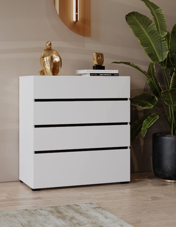 INOSIGN Kommode "Cross, moderne grifflose Schubladenkommode, 80x40x85cm (BxTxH)", Schubladenschrank, Sideboard mit 4 Schubkasten