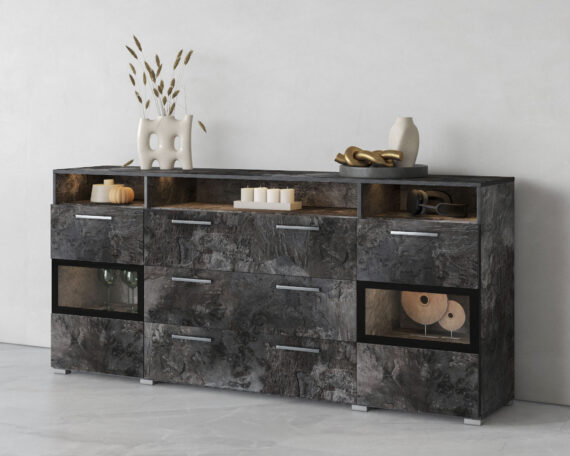 INOSIGN Sideboard "Sarah mix", Breite 182 cm, Türen mit Glaseinsatz