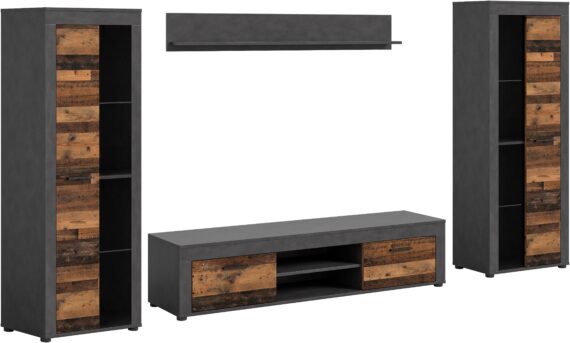 INOSIGN Wohnzimmer-Set "Aosta, Breite 310cm, best. aus: 2x Vitrine, Lowboard, Wandboard", Wohnwand, Kombination, Anbauwand, Möbel Set, Schrankwand, Möbel Kombi