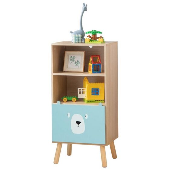 KOMFOTTEU Bücherregal Kinderregal, mit 2 Fächern & 1 Schublade, 40,5 x 29 x 85,5 cm