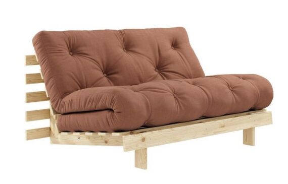 Karup Design 2-Sitzer Schlafsofa ROOTS 140 cm Gestell Kiefer Massivholz Bezug Clay Braun