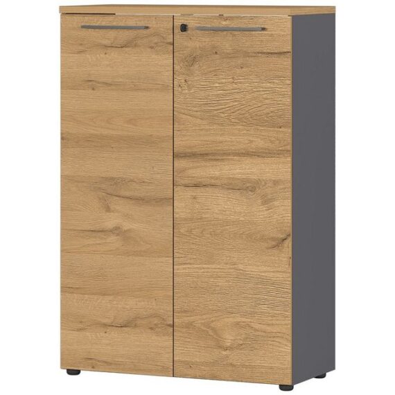 Lomadox Aktenschrank AURAY-01 3OH 80cm Graphit/Grandson-Eiche-Nb. B/H/T ca. 80/120/40cm