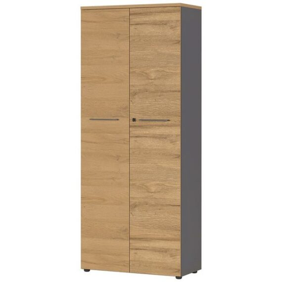 Lomadox Aktenschrank AURAY-01 5OH 80cm Graphit/Grandson-Eiche-Nb. B/H/T ca. 80/197/40cm