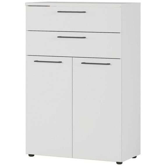 Lomadox Aktenschrank AURAY-01 80cm Lichtgrau 2 Schubkästen, 2 Türen, B/H/T ca. 80/120/40cm