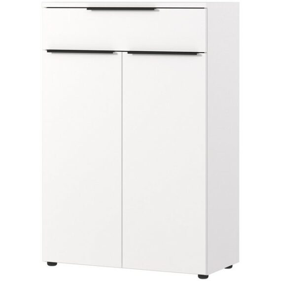 Lomadox Aktenschrank MEMPHIS-01 81cm breit, weiß mit Metallgriffen