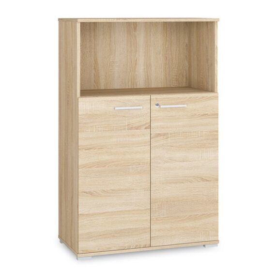 Lomadox Aktenschrank ORLEANS-131 Büro Schrank mit Fach Türen abschließbar Eiche 79x123,4x40,3 cm