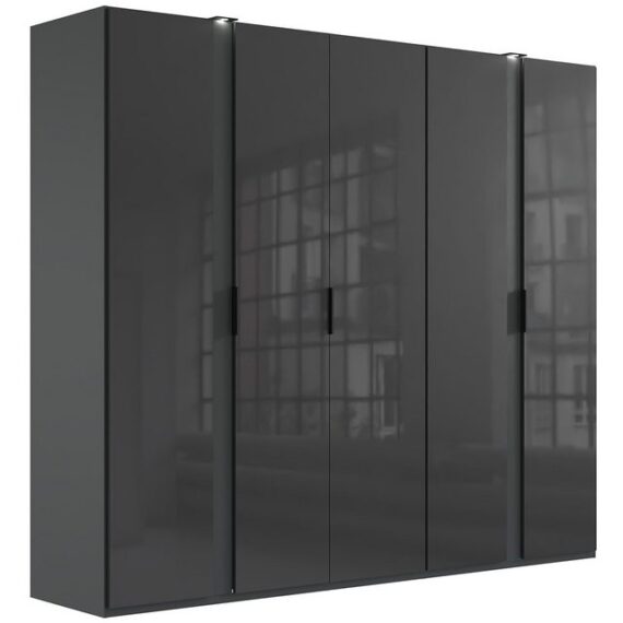 Lomadox Kleiderschrank RONDA-43 Schlafzimmerschrank 250 cm breit mit Glasfronten inkl. Beleuchtung