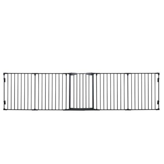 PawHut Freigehege 2 in 1 Welpenauslauf 5-TLG Klappbar Absperrgitter Hund mit Tür, für kleine und mittelgroße Hunde, 300 x 74,5 cm, Metall, Schwarz