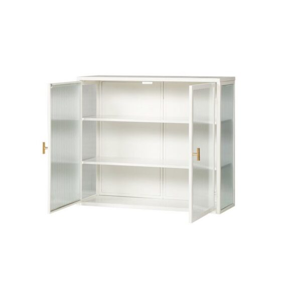 REDOM Hängeschrank 70 cm zweitüriger Wandschrank mit Glasfront, Stauraumschrank (Hängevitrine Aktenschrank-Moderner Aufbewahrungsschrank, für Wohnzimmer, Flur, Esszimmer und Badezimmer) Gewichtskapazität: 5 kg pro Regal