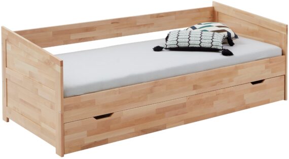 Relita Funktionsbett "Funktionsbett Nina", Funktionsbett mit Bettschublade, Buche massiv lackiert