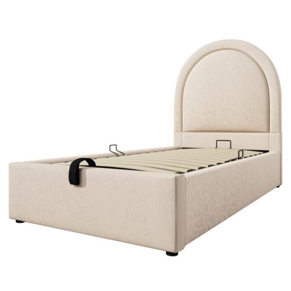 Rutaqian Stauraumbett Polsterbett Kinderbett Einzelbett Jugendbett, (1-tlg), 90×200 cm Bettgestell, modern Stil, für Männer und Frauen