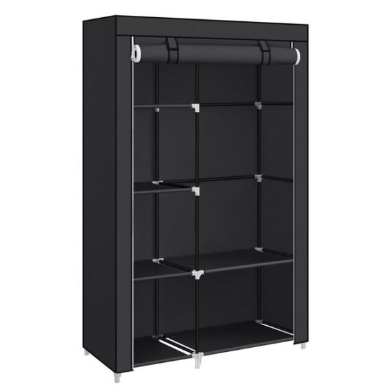 SONGMICS Stoffschrank Kleiderschrank Garderobe, mit 1 Kleiderstange, 6 Ablagen, Vliesstoff