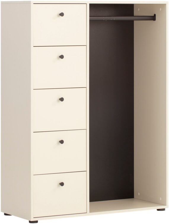 Schildmeyer Kleiderschrank "Lovund, Breite 98 cm", Mit 5 Schubladen und Kleiderstange