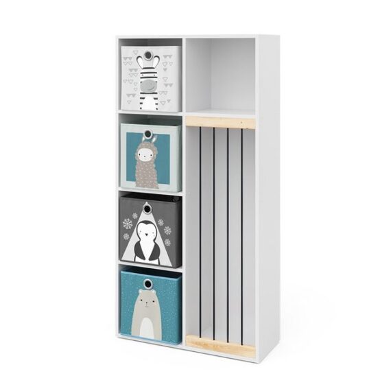 Vicco Bücherregal Marvin, Weiß, 72 x 143 cm mit 4 Faltboxen opt.2